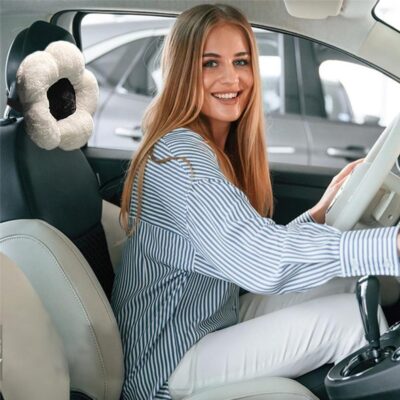 4 Pack Plush Flower Car Headrest Pillow and Lumbar Support Pillow Soft Comfortable Car Headrest Pillow Cute Car Accessories for Car Driving Cute Neck Pillows for Driving Car Decor - Image 6