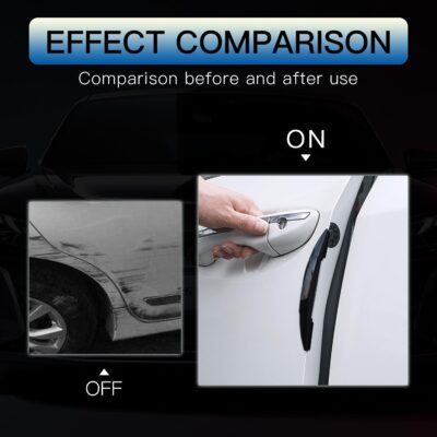4 PCS Car Door Anti-Collision Strip, Rearview Anti-Impact Sticker, Door Protection Decorative Covers, Door Edge Bumper Guard, Universal Car Side Door Edge Protector (Black) - Image 3