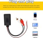 Car Wireless Bluetooth Cable Adapter, Universal Automotive Wireless Radio Stereo Connector with 2 RCA AUX Audio, Car Bluetooth 5.0 Module Music Receiver Fit Most Vehicles - Image 4