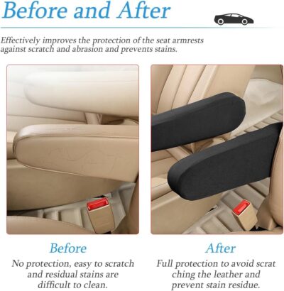 AUCELI 2 Pcs Car Front Seat Armrest Covers, Cloth Fabric Armrest Protectors, Direct Replacement Center Console Lid Armrest Cover Skin, Universal Accessories for Car, SUV, Truck and Van - Image 3