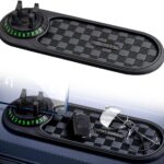 Multifunction Car Anti-Slip Mat, Car Anti Slip Mat Phone Holder for Dashboard, Dash Pad with Temporary Parking Number for Phone Sunglasses Keys (Black Gray)