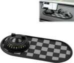 Multifunctional Car Anti-Slip Mat with 360° Rotating Phone Holder,Anti Slip Mat for Car Dashboard with Temporary Parking Number,Anti Slip Phone Mat for Car for Phones, Sunglasses, Keys (Gray Black)