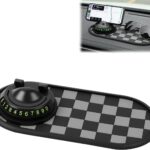 Multifunctional Car Anti-Slip Mat with 360° Rotating Phone Holder,Anti Slip Mat for Car Dashboard with Temporary Parking Number,Anti Slip Phone Mat for Car for Phones, Sunglasses, Keys (Gray Black)