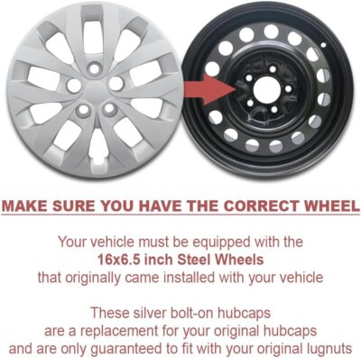 Auto Reflections Set of 4 16" Bolt-On Wheel Covers for 2016-2017 Hyundai Elantra - Silver - Image 4