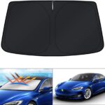 KUST Windshield Sun Shade for 2012-2024 2025 2026 Tesla Model S Accessories (Fit Long Range/LR Model) Sunshade Window Shade Foldable Blocks UV Rays Keep Car Cooler