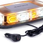 Xprite Upgraded 12" 72LED Rooftop Mini Strobe Lights, Emergency Safety Flashing Beacon Light Bar with Magnetic Base for 12V-24V Construction Vehicles, Trucks, Snow Plow, Postal Car (Mix White/Amber)
