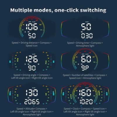 G18 Head Up Display, HUD Display for Cars Windshield, GPS Digital Speedometer MPH for All Cars, Car Compass, Altimeter, Multi-Function Display, Direction, Gradiometer - Image 5