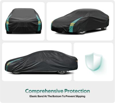 Car Cover Waterproof All Weather for Automobiles, Outdoor Full Exterior Covers for Sedans (Length: 186"-193") Rain Winter Sun Protection. Universal Fit for Toyota Camry, Honda Accord, etc. - Image 4