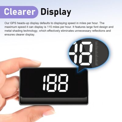 Car Heads Up Display, High-Definition Windshield Speedometer Projector, Car HUD Digital Speedometer, Universal Large Font Display HUD for Most Vehicles (White) - Image 3