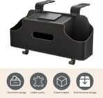 1 PC Car Seat Back Organizer, Car Back Seat Multi-Function Storage Box with 2 Drink Cup Holders, 11.42" x 3.35" Leather Tissue Organizer, Universal for Most Cars, Trucks, SUVs (Black) - Image 4