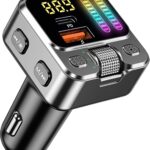 Bluetooth 5.3 Car Adapter with FM Transmitter & 42W PD Fast Charging, Wireless AUX/USB Music Receiver, Hands-Free Calls, Beat Sync LED Lights for Car Stereo, Compatible with All 12V-24V Vehicles