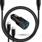 Super Fast Car Charger for Samsung Galaxy A17, 60w Dual-Port USB-C Car Charger Cigarette Lighter Adapter + Pd Typec to C Cable for Galaxy S26 Ultra S25 S24 S23 iPhone 17e 17 16e 16 Pro Max USBC Cord