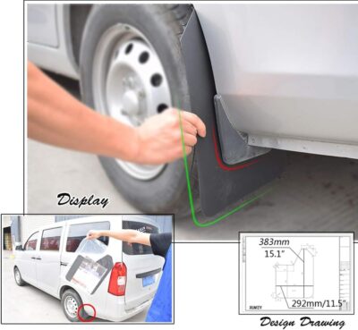 Universal Mud Flaps 4-Piece Set for Trucks/SUVs - Black/Red, Pre-Mounted Screws, Mud Splash Protection, Off-Road Mud Guard with Adjustable Clamps | Heavy-Duty Weatherproof Design - Image 2