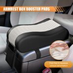 Car Armrest Cushion, Memory Foam Auto Center Console Armrest Pillow Pad with Storage Bag, Breathable Leather Middle Console Protective Pad with Phone Holder Relieve Elbow Pressure (WhiteGray) - Image 3