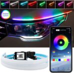 Car Headlight LED Strips, LEDCARE 24 Inch Exterior Car Lights with Dreamcolor Chasing, Flexible Waterproof LED Daytime Running Light Strip with Wireless APP Control, 2-Pack