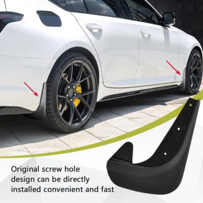4PCS Car Mud Flaps, Mud Guard, No Drilling Mudguards Fenders with Hardware Kits, Automotive Exterior Accessories Fender Front and Rear Side Splash Guards Universal for Most Cars Trucks SUVs - Image 5