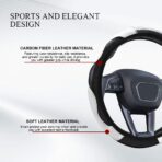 Car Steering Wheel Cover, Non-Slip Car Wheel Cover Protector, 15 inch Carbon Fiber Microfiber PU Leather Elastic Steering Wheel Protector for Men Women, Universal Auto Accessories (White) - Image 4