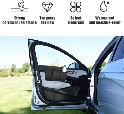 Mandark Car Window Armrest Storage Box, Leather Vehicle Side Door Organizer with Multiple Pockets, Comfortable Automotive Arm Elbow Rest Pad Bag Accessories, Universal for Most Cars (Black) - Image 3