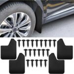 Craedli 4PCS Universal Car Mud Flaps Set, Flexible Bendable Mudguard Automotive Front & Rear Splash Guards with Screws, Vehicle Exterior Protection Accessories for SUV, Truck, Pickup, Off-Road (Black)