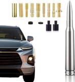 Chrome Antenna 50 Cal Car Truck Bullet Antenna Truck Accessories Universal Replacement for GMC Sierra 1500 Chevy Dodge Ram Silverado 1500 2500 3500 Ford F150 F250 F350 (Chrome)