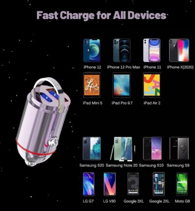 USB Car Charger Adapter Fast Charging PD45W+QC3.0 Dual Port Cigarette Lighter Charger for iPhone 17/16/15/14/13/12/11/Pro Max, iPad, Samsung Galaxy S25 S24/S23/S22/S21, Pixel, Android - Purple - Image 4
