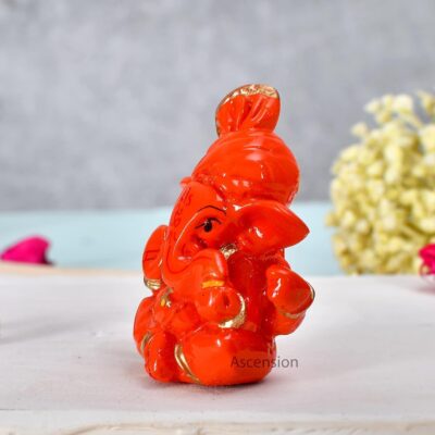 Ganesha Idol for Car Dashboard Ganesha Murti Ganpati Idol for Home Decor Puja Lord Ganesh Statue Gift for Office Desk Puja Room Figurine (Murti-A-Mukut-2) - Image 3