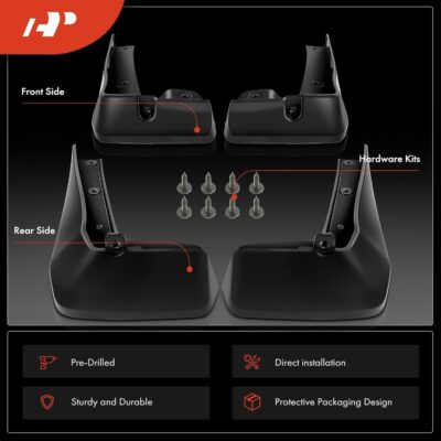 A-Premium Set of 4PCS Mud Flaps Splash Guards Mudguards Mudflaps with Hardware Kits Accessory Compatible with Honda Civic 2022 2023, Sedan, Black Color, Front and Rear (Driver & Passenger Sides) - Image 3
