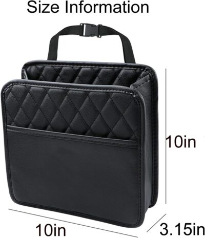 LXUNYI Car Seat Organizer,2 Pack Waterproof Pu Leather Backseat Car Organizer and Storage Bag Foldable Universal Hanging Car Seat Back Organizers for Kids & Adults Car Travel Accessories（Black） - Image 6