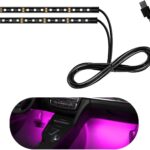 Car LED Strip Light, 12V 24 LEDs RGB Under Dash Ambient Night Light, USB Port Interior Neon LED Strip Lights, Universal Atmosphere Lamp Decorative Strip for Car Truck SUV (Pink)