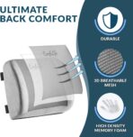 ComfiLife Lumbar Support Back Pillow Office Chair and Car Seat Cushion - Memory Foam with Adjustable Strap and Breathable 3D Mesh (Gray) - Image 2