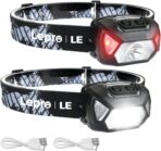 Lepro LE Headlamp Rechargeable, LED Head Lamp with 6 Modes for Camping & Hiking Gear Essentials, IPX4 Waterproof High Lumen Bright Headlight Flashlights with Adjustable Headband, USB Cable Include