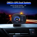 KAOLALI Car HUD Head Up Display, Car HUD Display for Digital OBD+GPS Dual System Smart Gauge Display MPH RPM Over Speeding Alarm for Most Cars After 2012 - Image 3
