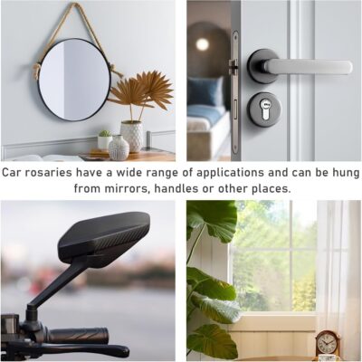 Ohleats Car Rosary for Rearview Mirror, Personalized Rear View Cross Blessing Beads Decor, Auto Rearview Catholic Rosary Hanging Pendant, Car Interior Hanging Accessories (Silver) - Image 5