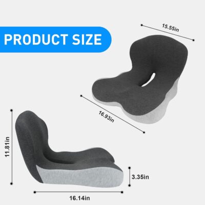 Denchy Car Seat Cushion with Lumbar Support for Long Sitting, Ergonomic Memory Foam Driving Seat Cushions for Semi Truck Bus Driver Trucker, Non Slip Office Chair Cushion (Dark Light Gray) - Image 7