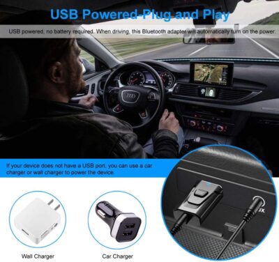 Bluetooth Car Aux Adapter, Wireless 5.0 Stereo Music Receiver Noise Cancelling Hands-Free Car Kits, Mini 3.5mm Jack Audio Adapter Transmitter for Car/Home Stereo, Speakers, PC, TV More Audio System - Image 6