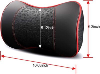 Car Leather Neck Pillows, Neck Rest Cushions,100% Memory Foam Cervical Support, Comfortable Travel car Seats and Home Office Soft Pillows, Red a Set (2 pcs) - Image 8