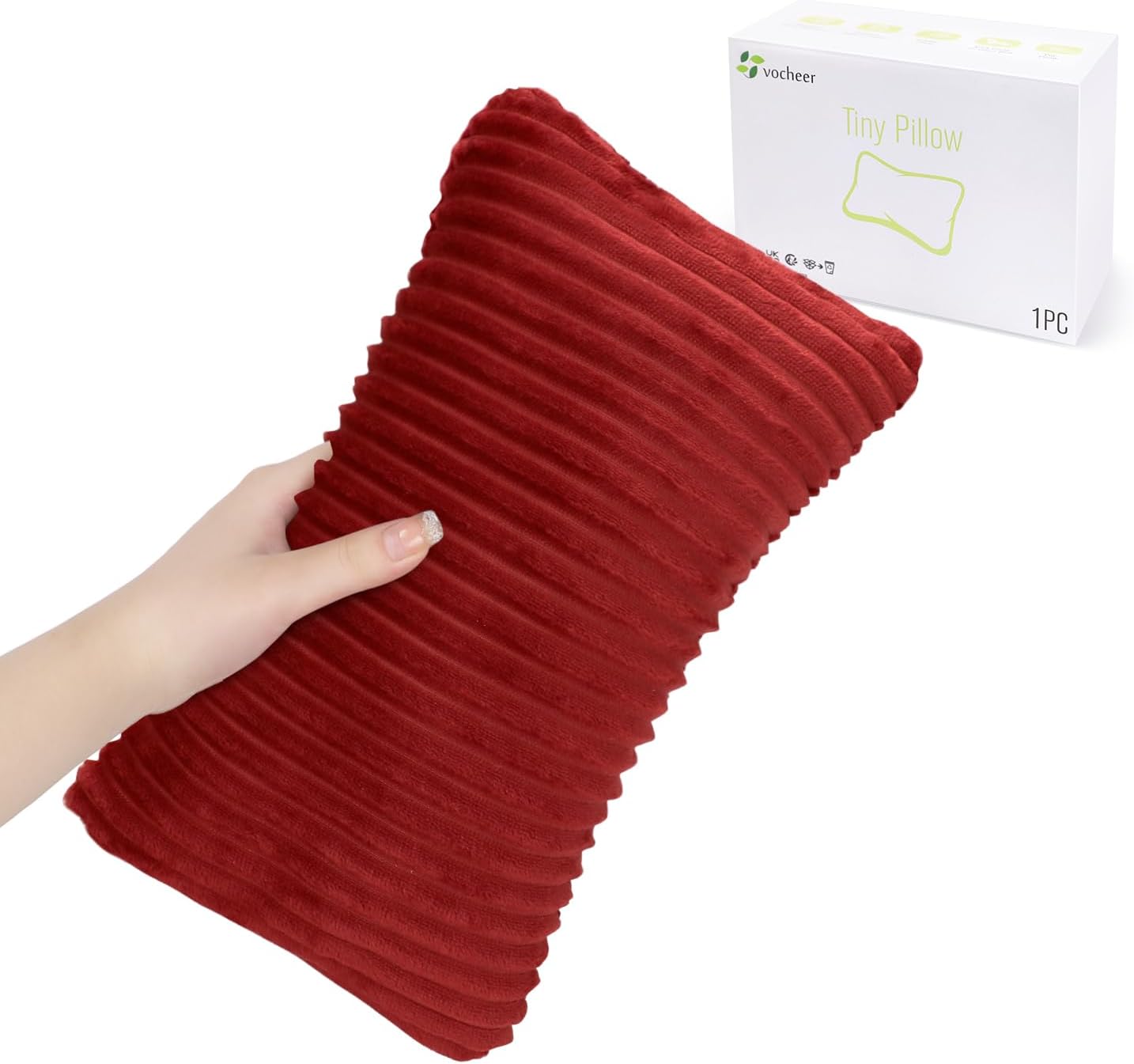 61uYxpTEVuL._AC_SL1500_.jpg vocheer Small Pillow 11" x 7", Mini Travel Pillows for Sleeping, Tiny Pillow for Neck, Wrist, Lumbar, Knee, Pets, Multifunctional Machine Washable Pillows for Bed, Office, Travel, Camping, 1pc-Red - Image 1