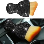 Bling Car Interior Dust Brush, Crystal Rhinestone Soft Auto Detailing Cleaning Brush, Sparkling Diamond Vehicle Dashboard Air Vent Cleaner for Women Girls, Universal for Vehicles (Black)