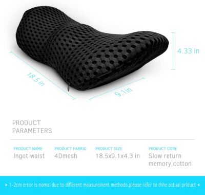 Lumbar Support Pillow for Office Chair, Memory Foam Lumbar Pillow for Lower Back Pain Relief (Black) - Image 4