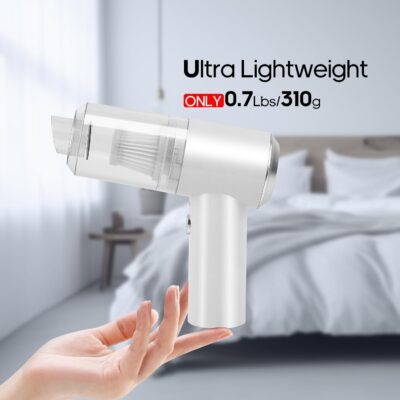 Mini Car Vacuum Cleaner(4500 pa) Portable Cordless Rechargeable,Tiny Handheld Vacuum, Computer Hand Vacuum for Keyboard and Laptop, Mini Hand Held Vac for Car and Home /V01/White - Image 3