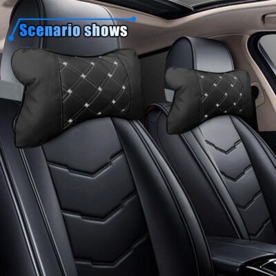 2PCS Car Neck Pillow, Breathable Car Head Neck Rest Cushion, Soft Pillow for Relieving Stiffness, Comfort Car Seat Neck Support Pillow (Black/White) - Image 6