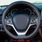 D Shape Steering Wheel Cover 14 inch 36cm for Tesla Model 3 / Y, for Camaro Small D Type Cars and Racing Game Microfiber Leather (Black)