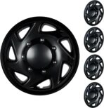 16 Inch Hubcaps Compatible with 1992-2014 Ford E150 E250 E350 Van 8 Lug Factory Steel Wheel, Snap-On Wheel Covers, Durable ABS Replacement Hubcaps Set of 4 (Black)