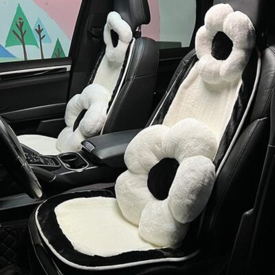 4 Pack Plush Flower Car Headrest Pillow and Lumbar Support Pillow Soft Comfortable Car Headrest Pillow Cute Car Accessories for Car Driving Cute Neck Pillows for Driving Car Decor - Image 4