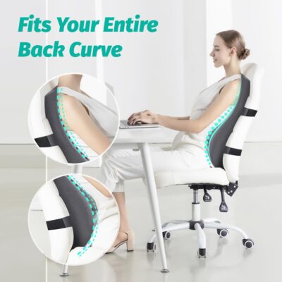 High Back Support for Office Chair Fully Support Entire Back for Comfort,Pain Relief and Posture Improved- Memory Foam Lumbar Support Pillow for Office Chair,Recliner - Image 5