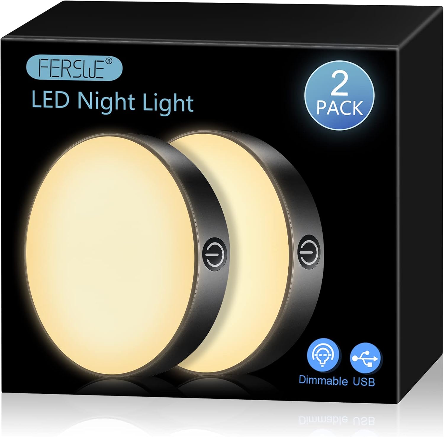 61vJXqH2OsL._AC_SL1500_.jpg Ferswe Dimmable Touch Light, 3000K Rechargeable Touch Lights Stick on, Closet Light with 1000mAh Large Battery, LED Night Light for Closet, Counter, Kitchen, Bedroom and Wall(2 Pack) - Image 1