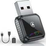 FAHREN Super Mini Wireless CarPlay Adapter (Latest Upgraded)-Bluetooth Apple Car Play Dongle, Zero Latency, Stable Connection, Compatible with iPhone 6+ & Android Auto 10+, Cars from 2017, USB/Type-C