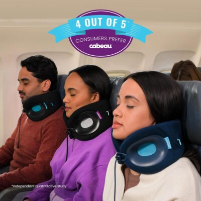 Cabeau Travel Essential Neck Pillow - Fits Most Neck Sizes (11-21 inches) - Evolution X Three Ways to Adjust for Ultimate Comfort on Long Flights (Turquoise) - Image 8