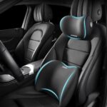 Car Headrest & Lumbar Support Cushion Kit, Ergonomic Car Seat Neck Pillow and Backseat Cushion for Driving Fatigue Relief, Driving Seat Memory Foam Neck Back Rest Pillows (Black)
