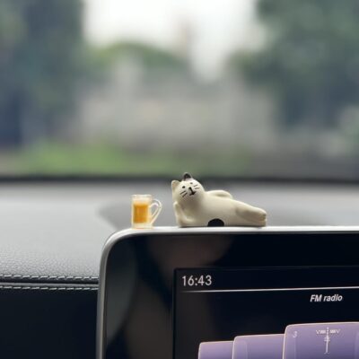 Cute Cat and Beer Car Dashboard Decor, Funny Rear View Mirror Ornament Car Dash Decorations Interior Accessories for Home Office Fairy Garden Landscape Decor - Image 3